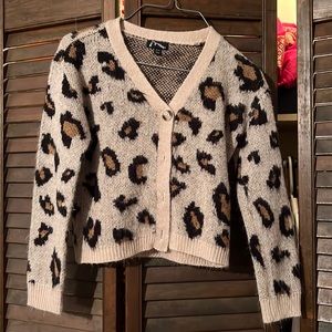 Art class crop leopard cardigan